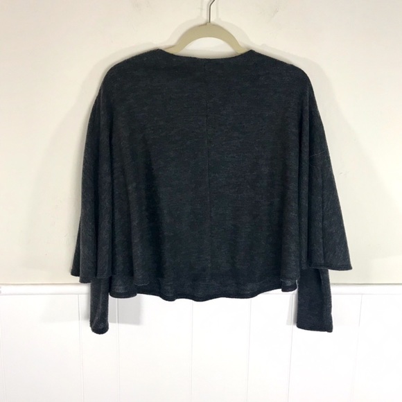 Zara W/B Collection Charcoal Poncho Cape Sweater - Picture 4 of 8